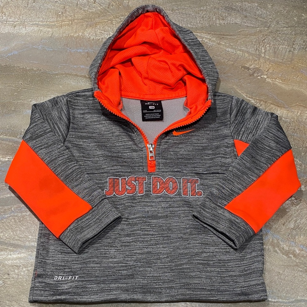 Nike Dri-FIT Hoodie Grey & Orange Size Toddler’s 24  Months